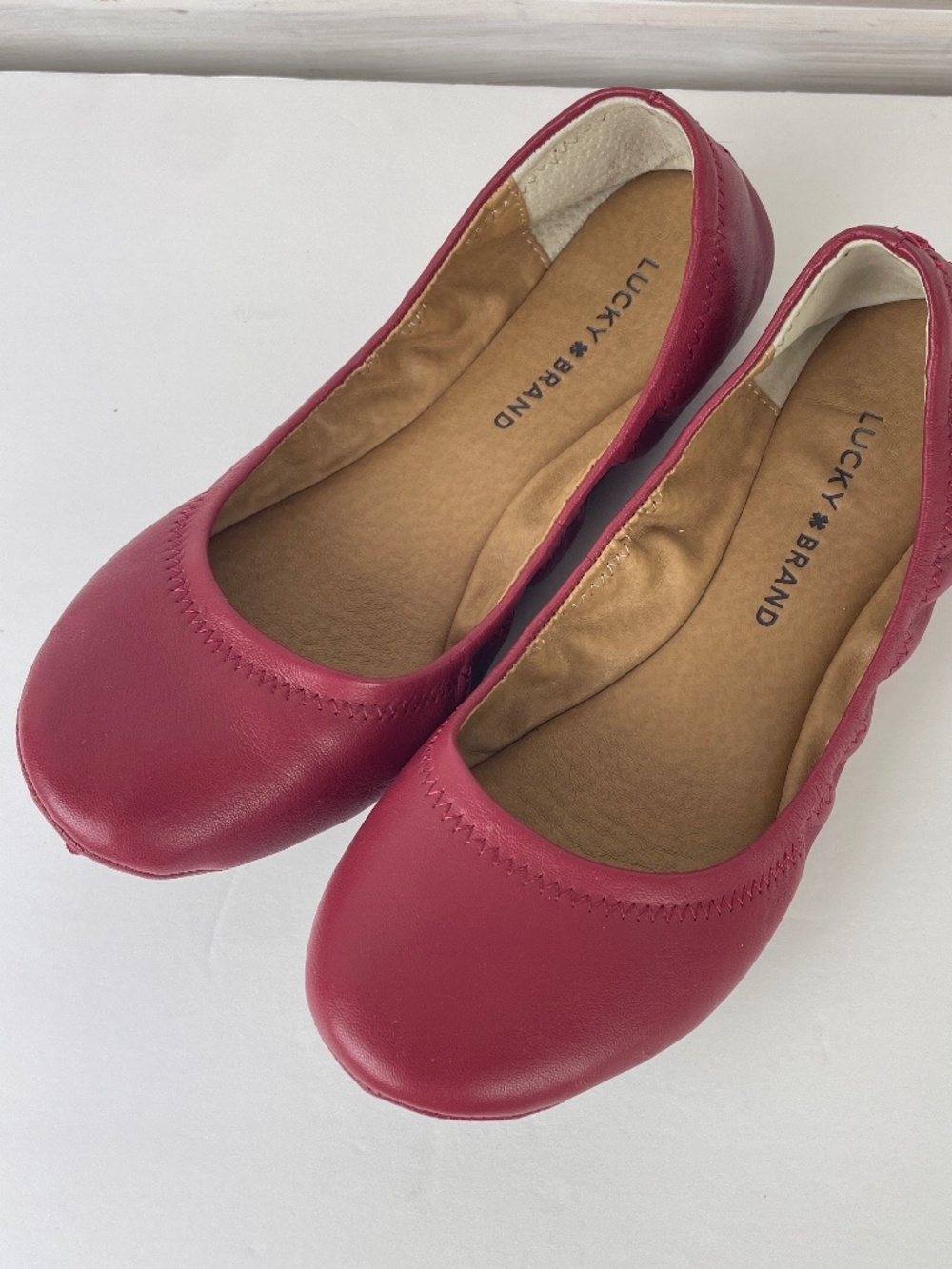 Lucky Brand Burgundy Leather Ballet Flats Round Toe Shoes Women's Size 7.5